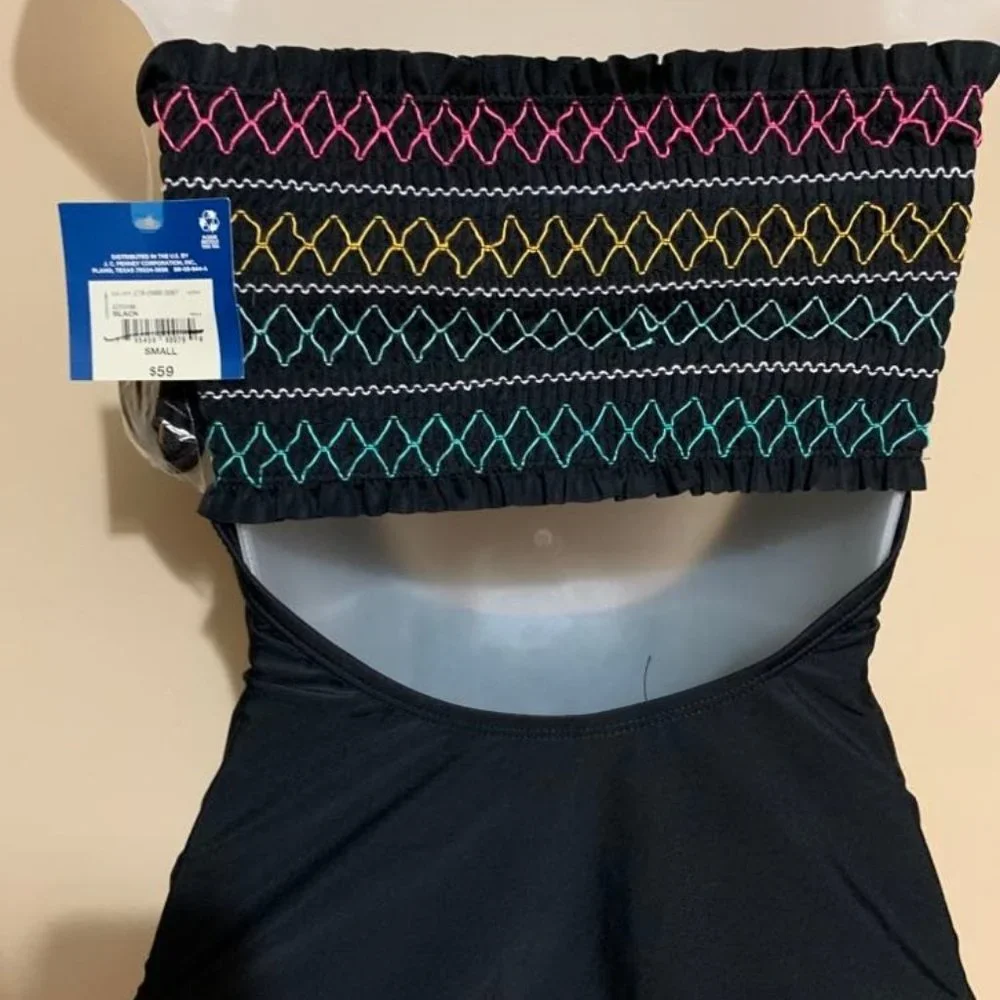 3/$25 👙 NWT - ARIZONA Smocked One Piece Swimsuit Juniors - Picture 2 of 10